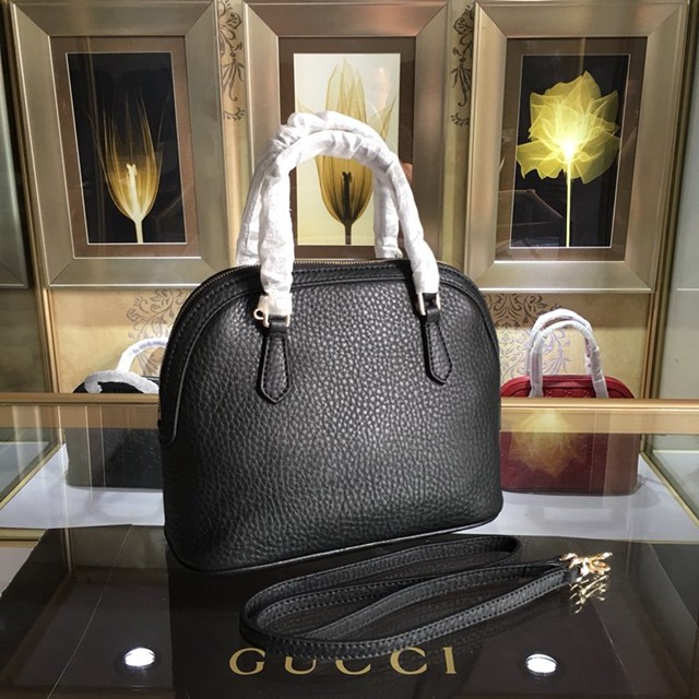 Gucci女包 341504 古馳女士手拎斜挎包 Gucci黑色牛皮貝殼包  gqy1039